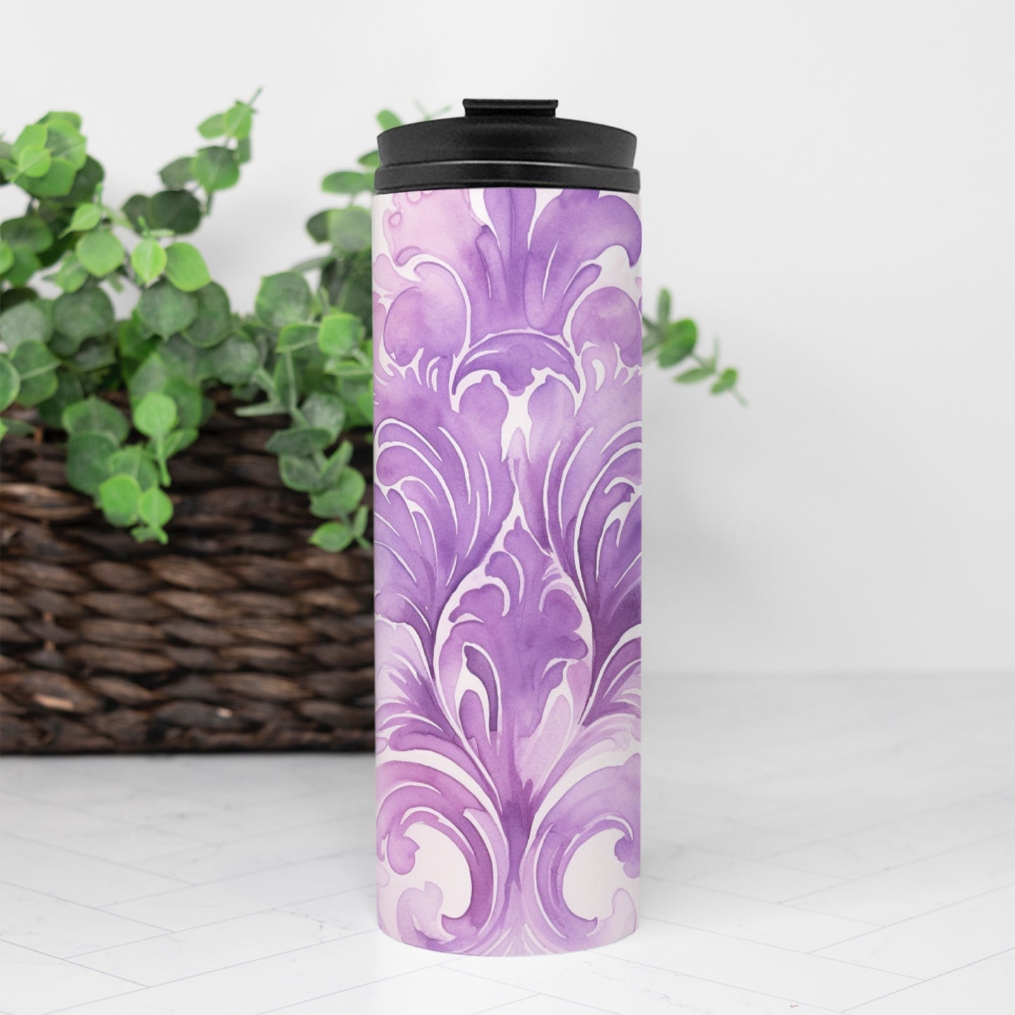 Thermal Tumbler 16 oz. - Purple Damask