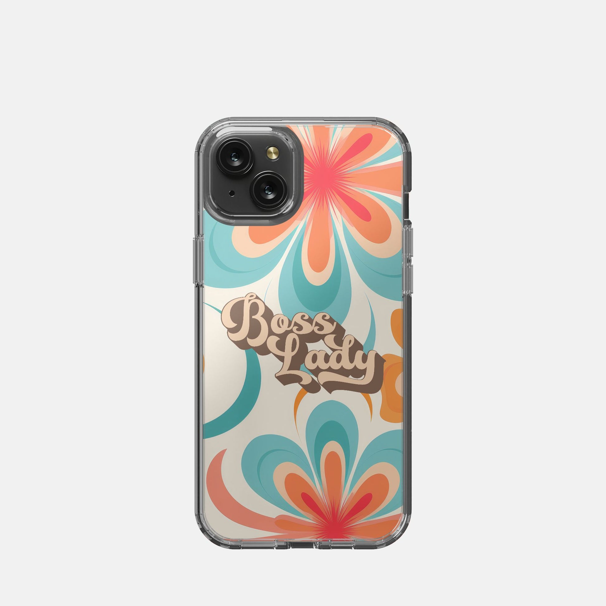 Elevate your phone game with the iPhone 15 Plus Clear Case - Boss Lady Retro Flower from Designs On The Go. This chic case features a stunning retro floral design, offering both style and durability. Protect your device from everyday wear and tear while showcasing your unique personality. Perfect for the modern boss!