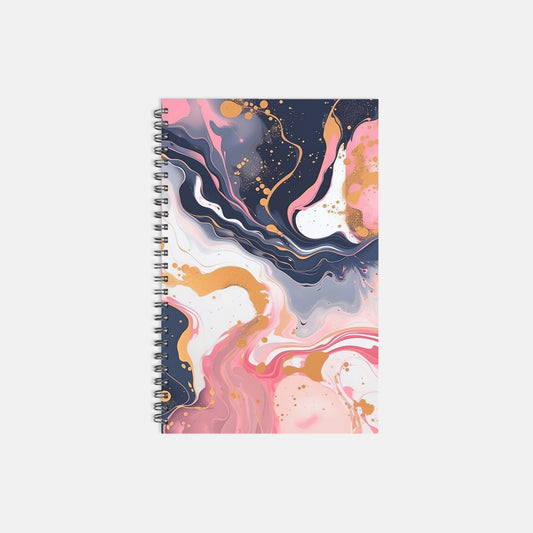 Notebook Softcover Spiral 5.5 x 8.5 - Coral Paint Swirl