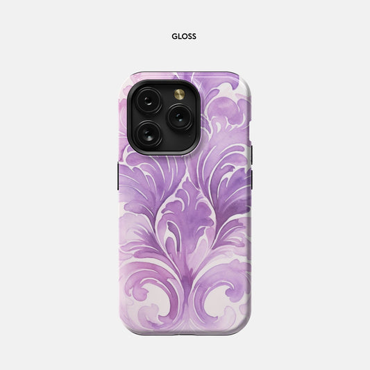iPhone 15 Pro Tough Case - Purple Damask