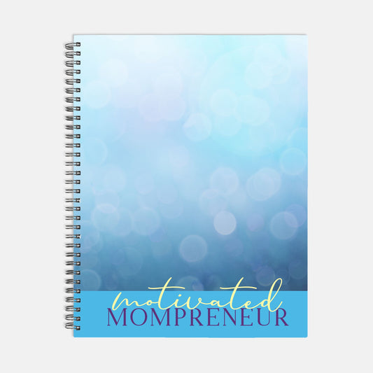 Notebook Hardcover Spiral 8.5 x 11 - Motivated Mompreneur Icy Blue