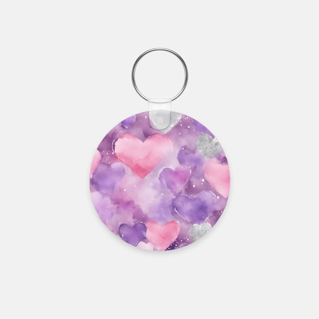 Key Chain (Round) - Floating Hearts