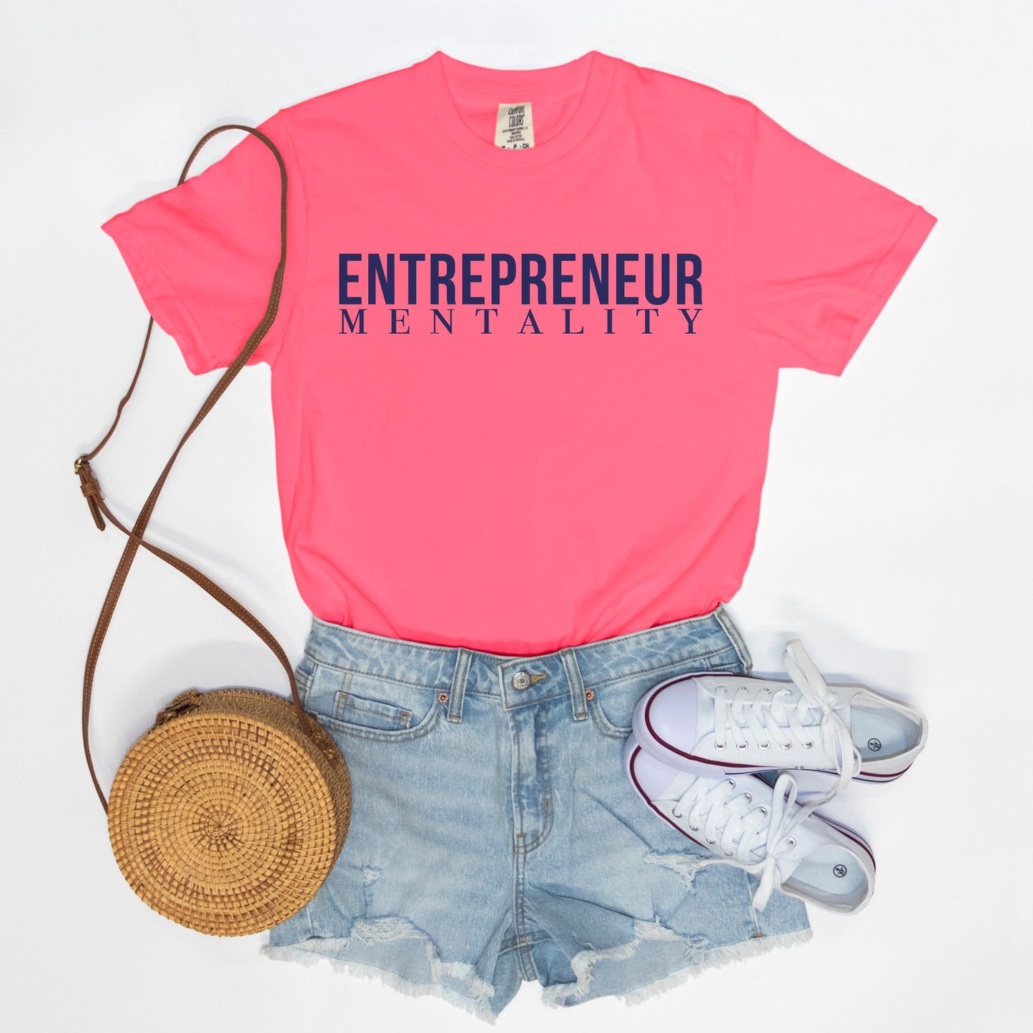 Showcase your drive with the Comfort Color Tee 1717 - Entrepreneur Mentality from Designs On The Go. This comfortable, high-quality tee embodies your ambitious spirit with a sleek design, perfect for daily wear. Elevate your casual wardrobe and inspire success with every step you take.