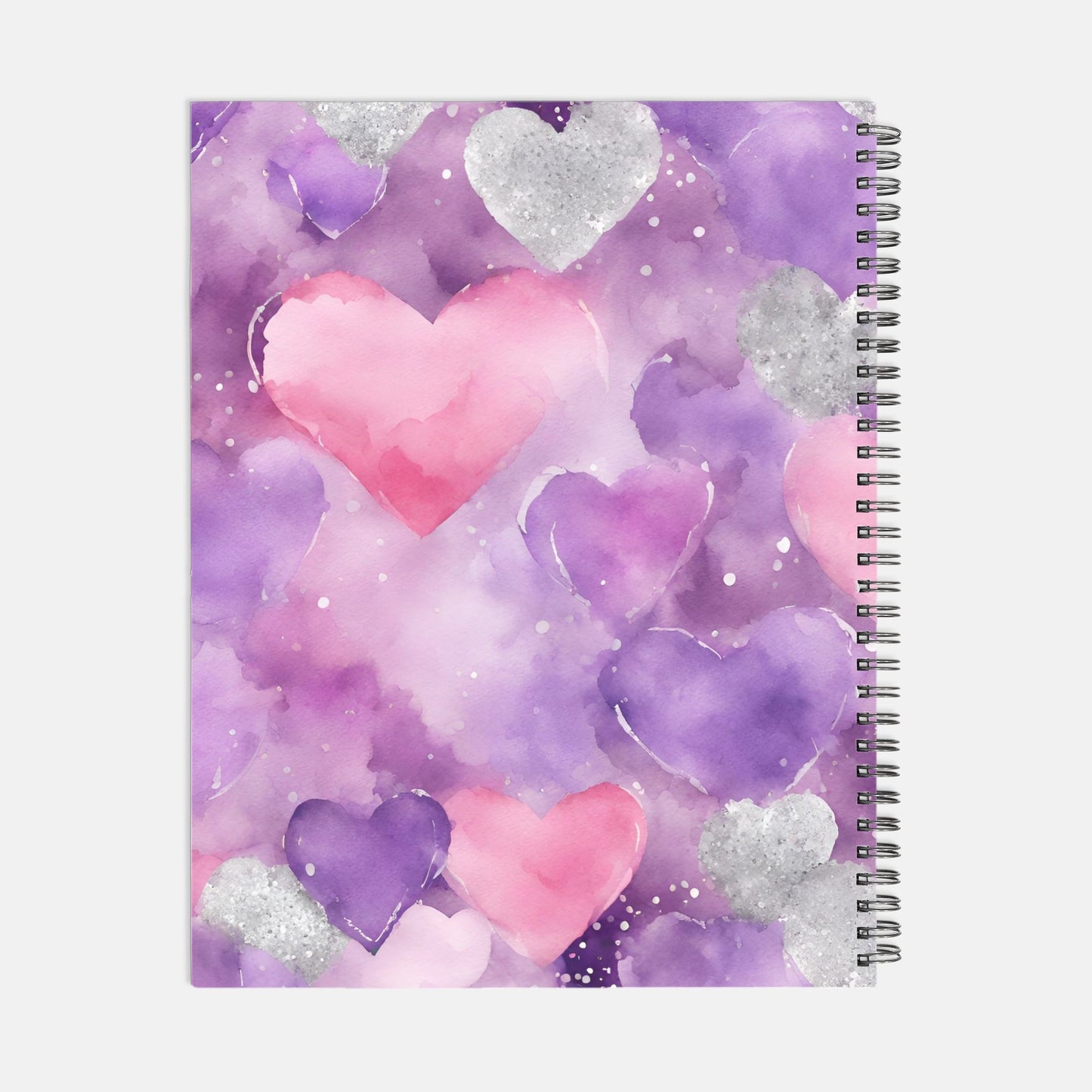 Notebook Softcover Spiral 8.5 x 11 - Floating Hearts