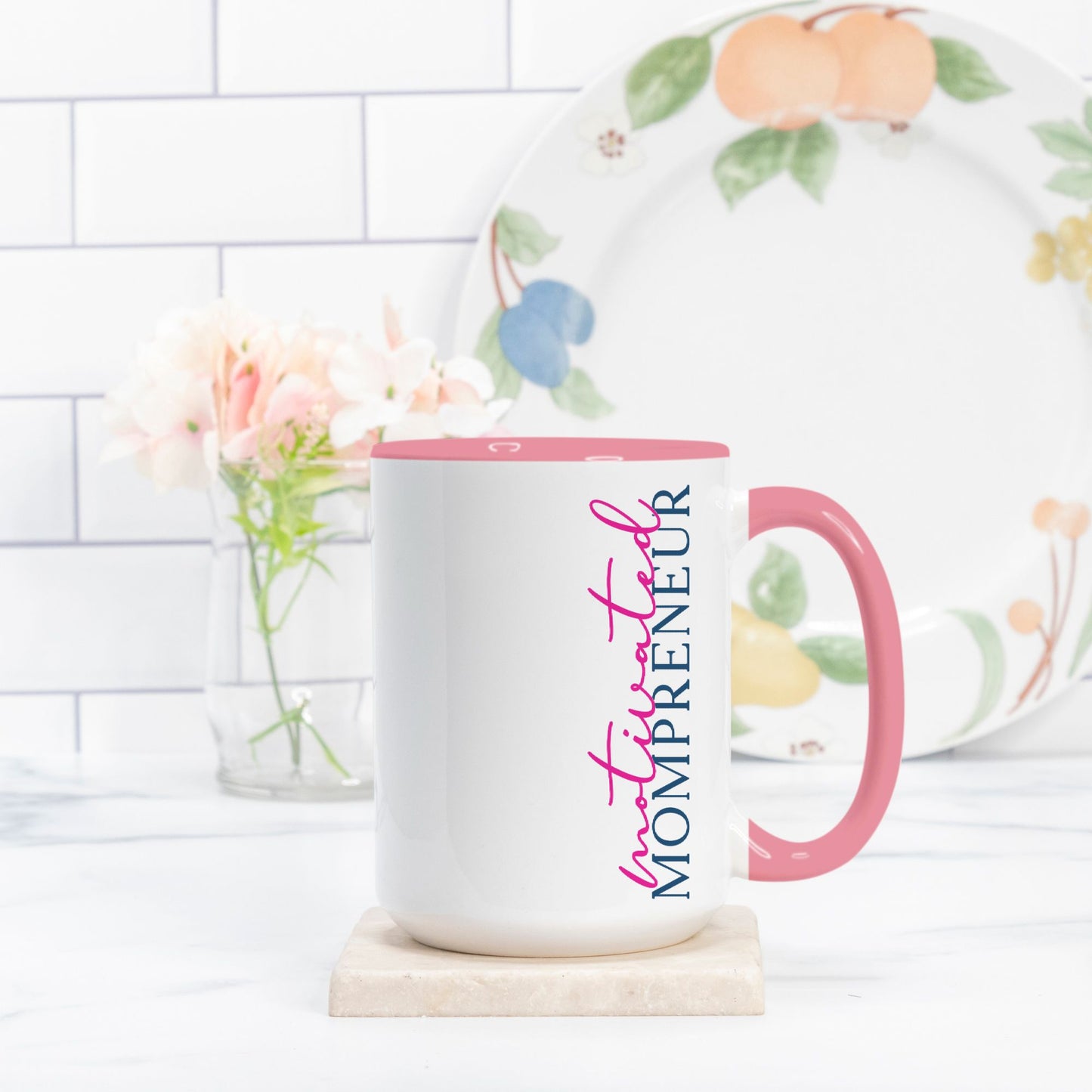 Mug Deluxe 15 oz. (Pink + White) - Motivated Mompreneur