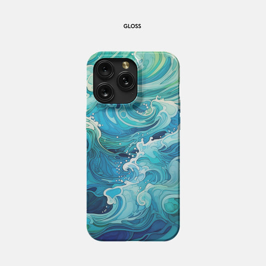 iPhone 15 Pro Max Slim Case - Aqua Waves