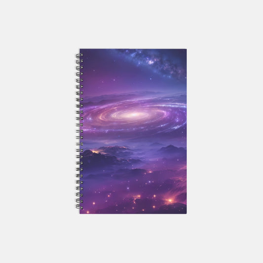 Notebook Hardcover Spiral 5.5 x 8.5 - Night Sky Mountains