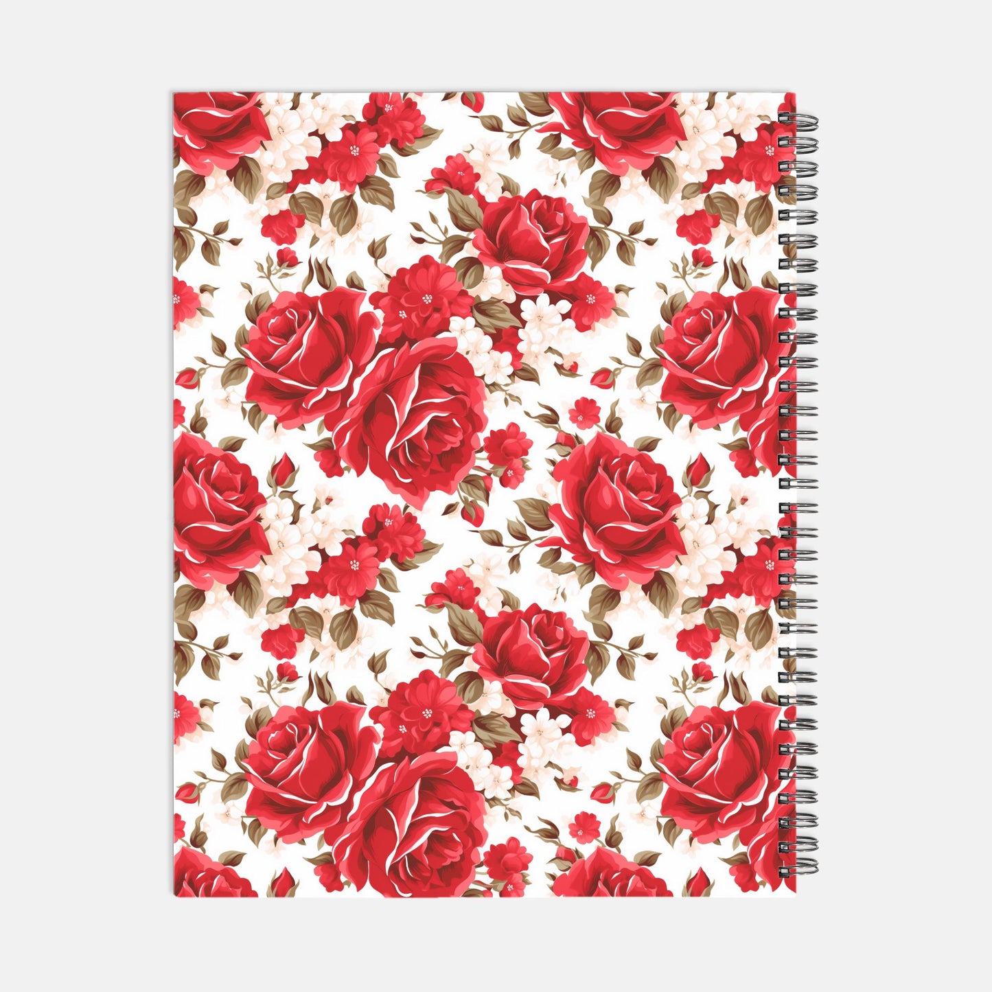 Notebook Softcover Spiral 8.5 x 11 - Red Roses