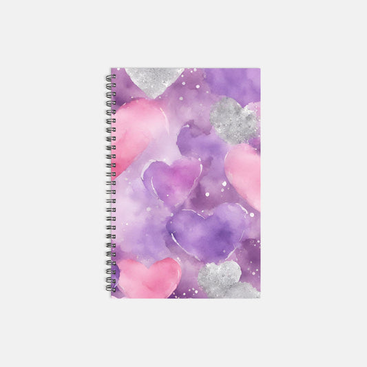 Notebook Hardcover Spiral 5.5 x 8.5 - Floating Hearts