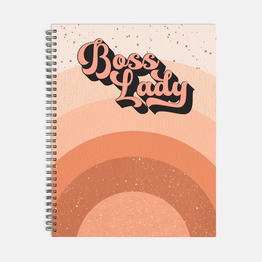 Notebook Hardcover Spiral 8.5 x 11 - Boss Lady Retro Rainbow