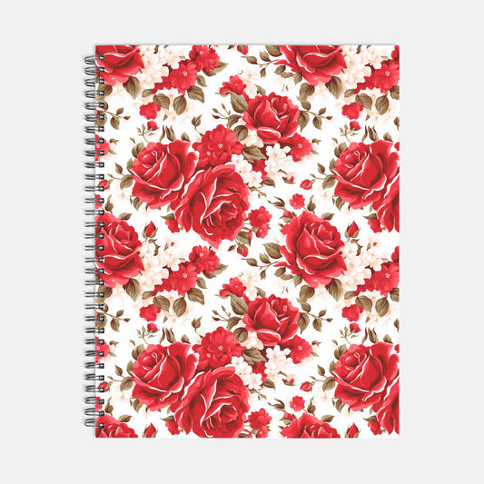 Notebook Softcover Spiral 8.5 x 11 - Red Roses