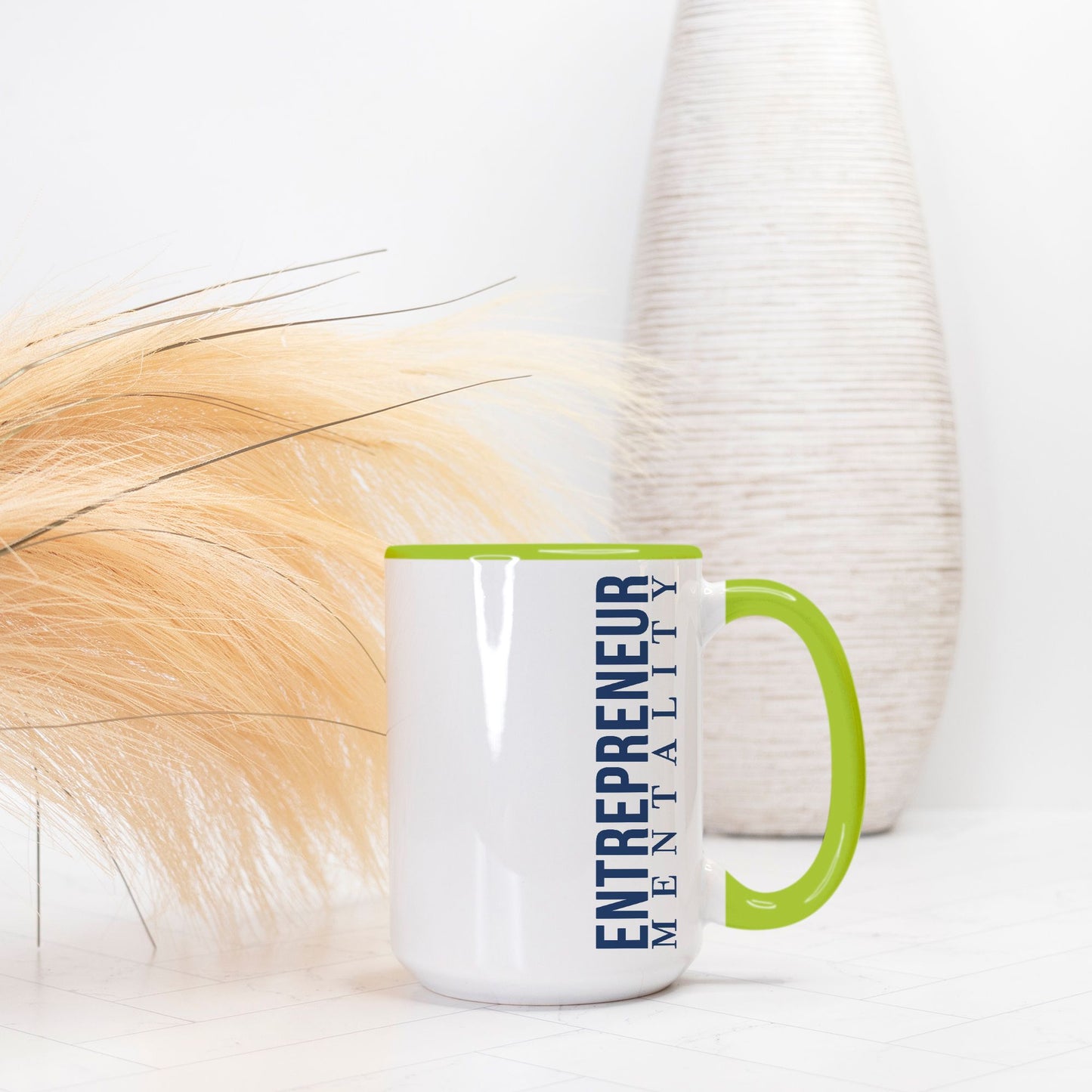 Mug Deluxe 15 oz. (Green + White) - Entrepreneur Mentality