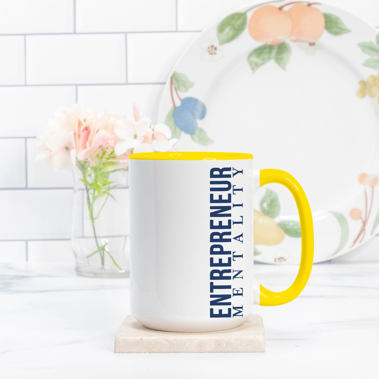 Mug Deluxe 15 oz. (Yellow + White) - Entrepreneur Mentality