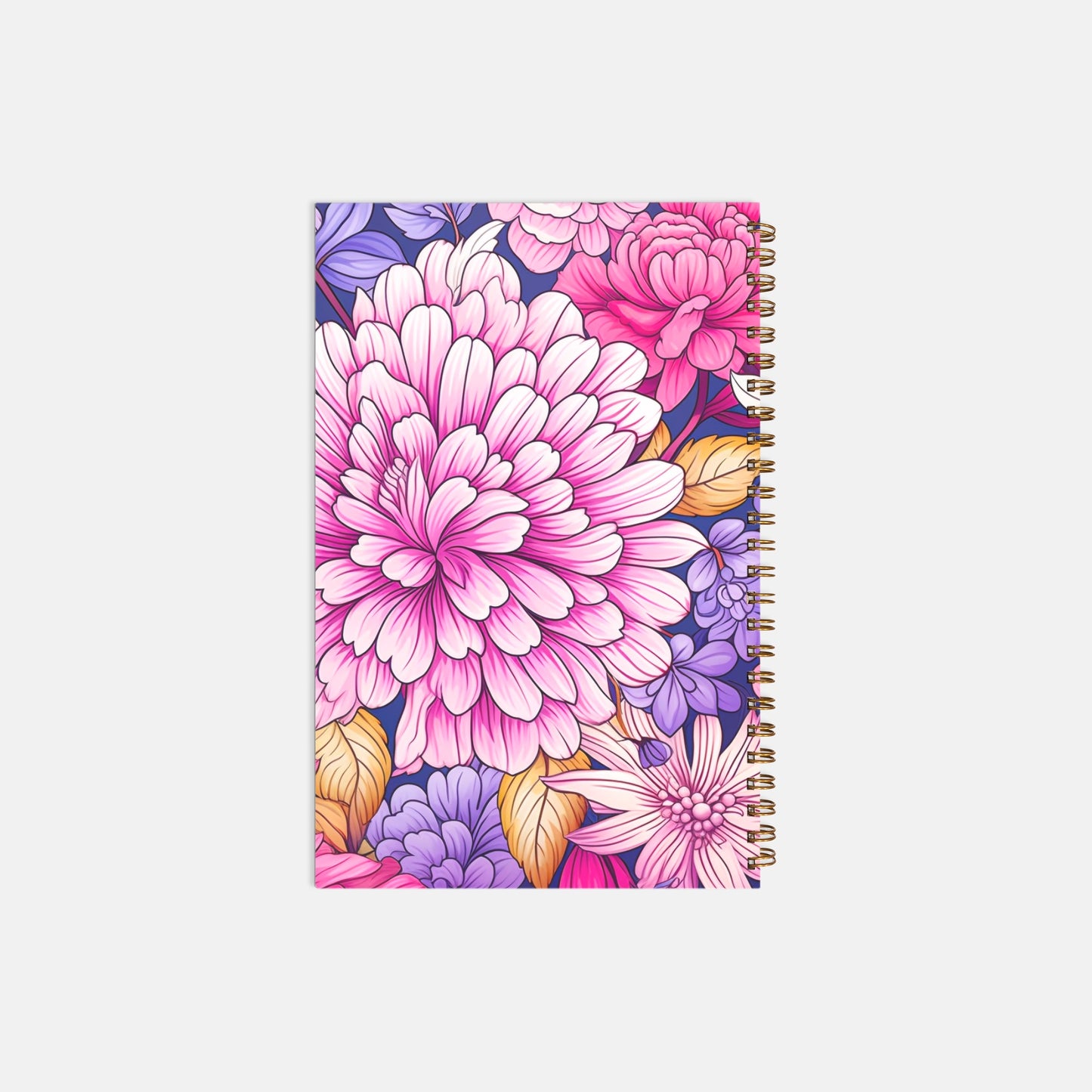 Notebook Hardcover Spiral 5.5 x 8.5 - Pink Foliage