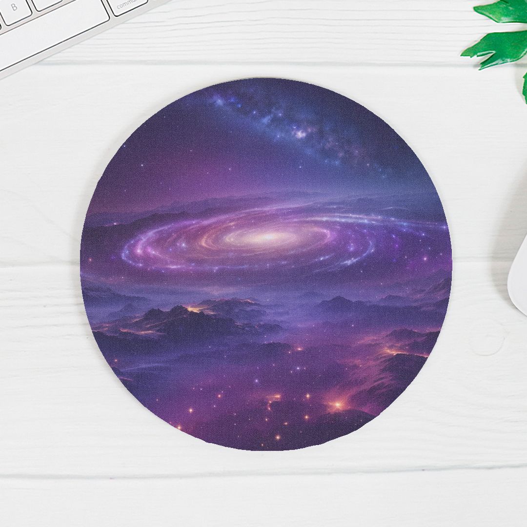 Mouse Pad (Round) - Night Sky Mountains