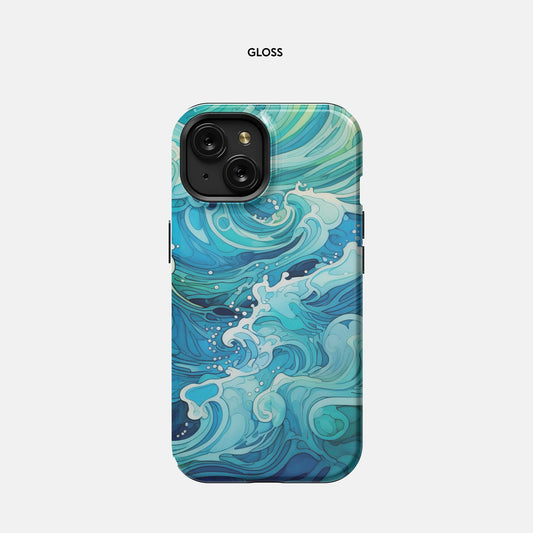 iPhone 15 MagSafe Tough Case - Aqua Waves