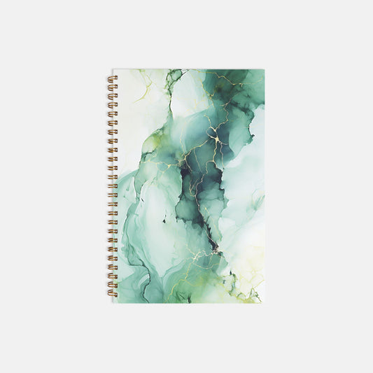 Notebook Hardcover Spiral 5.5 x 8.5 - Green Marble