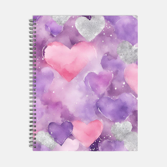 Notebook Softcover Spiral 8.5 x 11 - Floating Hearts