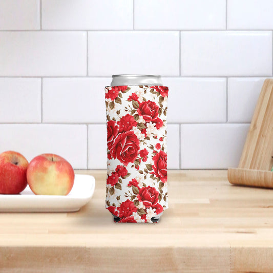 Slim Can Cooler - Red Roses