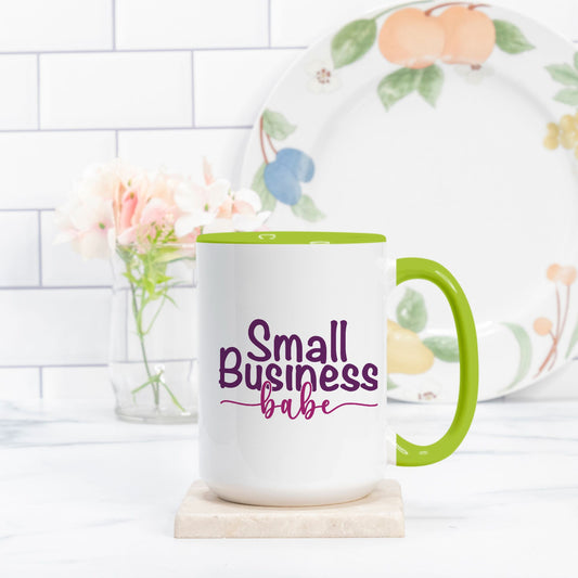 Mug Deluxe 15 oz. (Green + White) - Small Business Babe