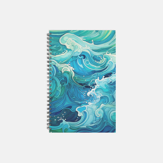 Planner Hardcover Spiral 5.5 x 8.5 - Aqua Waves
