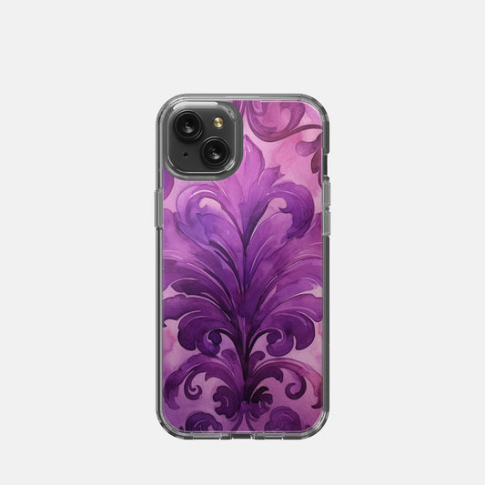 iPhone 15 Plus Clear Case - Magenta Damask