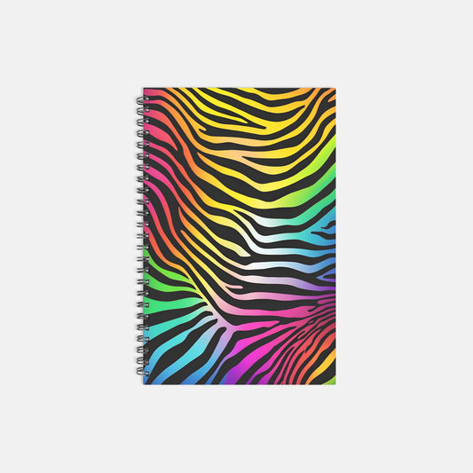 Notebook Softcover Spiral 5.5 x 8.5 - Rainbow Zebra