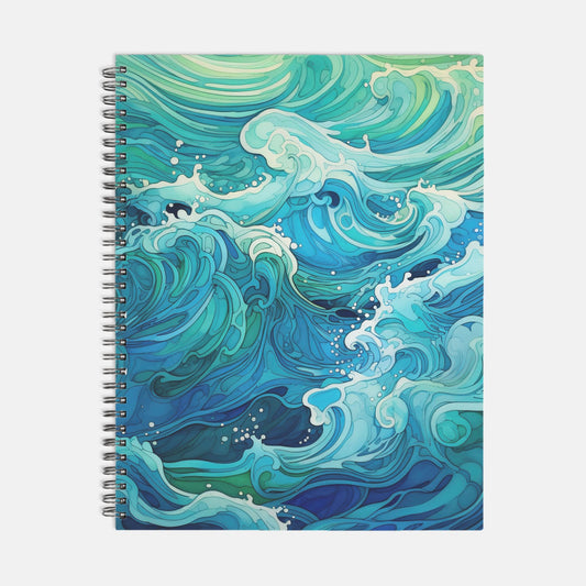 Notebook Softcover Spiral 8.5 x 11 - Aqua Waves