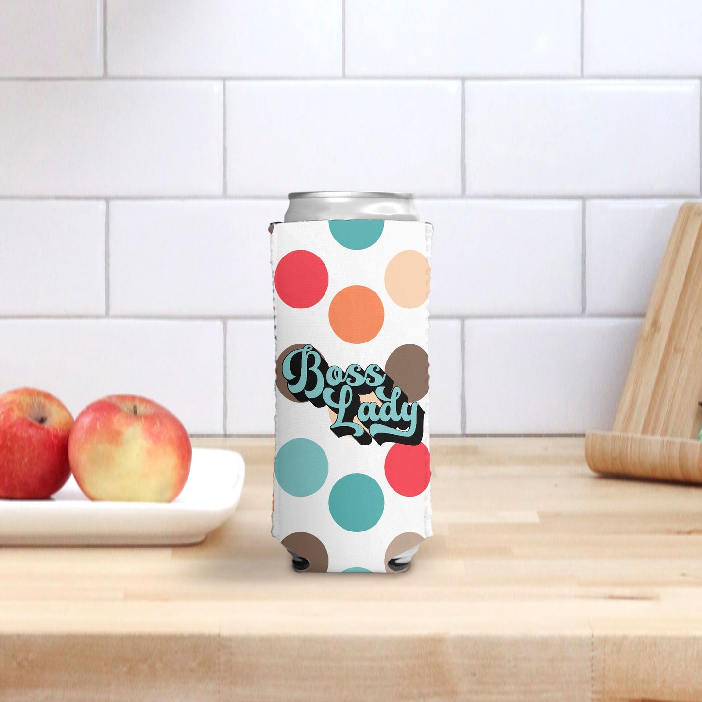 Slim Can Cooler - Boss Lady Retro Polka Dot