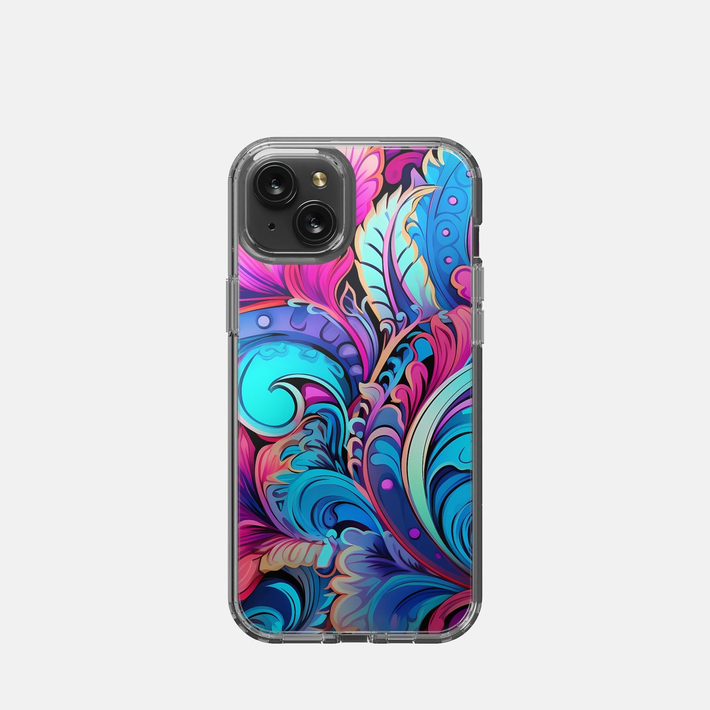 Show off your style with the iPhone 15 Plus Clear Case - Feathers N Florals from Designs On The Go. Featuring a stunning floral and feather design, this case offers both protection and elegance. Lightweight and durable, it keeps your phone safe while highlighting your unique flair.