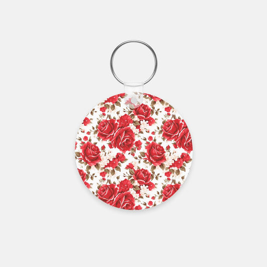 Key Chain (Round) - Red Roses