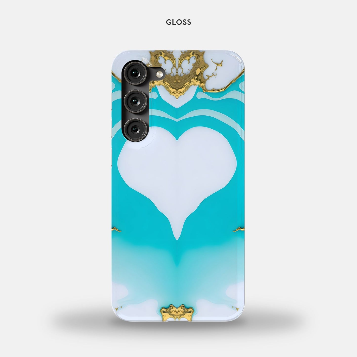 Samsung Galaxy S23 Plus Slim Case - White Turq Heart