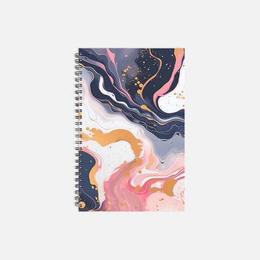 Planner Hardcover Spiral 5.5 x 8.5 - Coral Paint Swirl