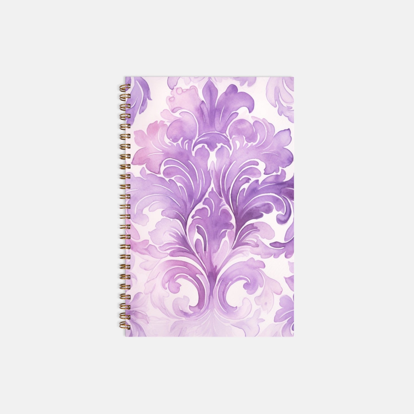 Notebook Softcover Spiral 5.5 x 8.5 - Purple Damask