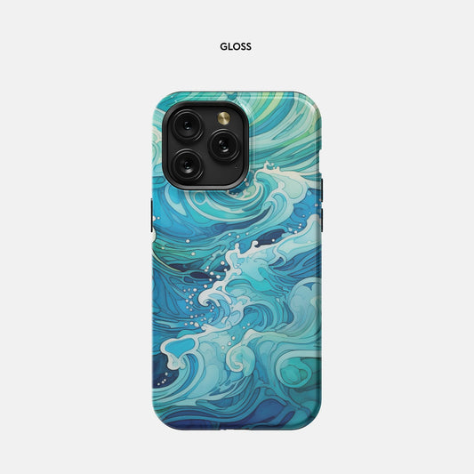 iPhone 15 Pro Max Tough Case - Aqua Waves