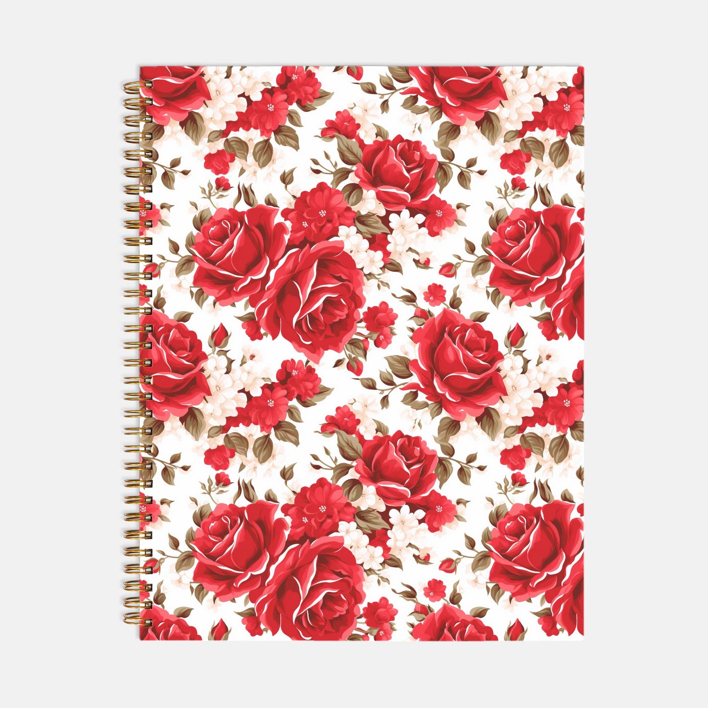 Notebook Softcover Spiral 8.5 x 11 - Red Roses