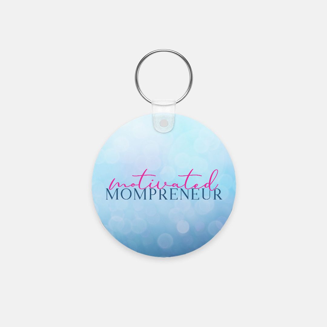 Key Chain (Round) - Motivated Mompreneur Icy Blue