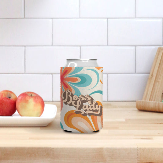 Stay cool with the Boss Lady Retro Flower Can Cooler from Designs On The Go. Featuring a charming retro flower design, this cooler adds a vintage touch to your drinkware collection. Perfect for keeping your beverages cold at picnics, parties, or on the go. Elevate your style and enjoy every sip!