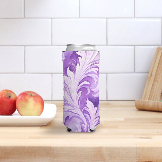 Slim Can Cooler - Swirly Feathers