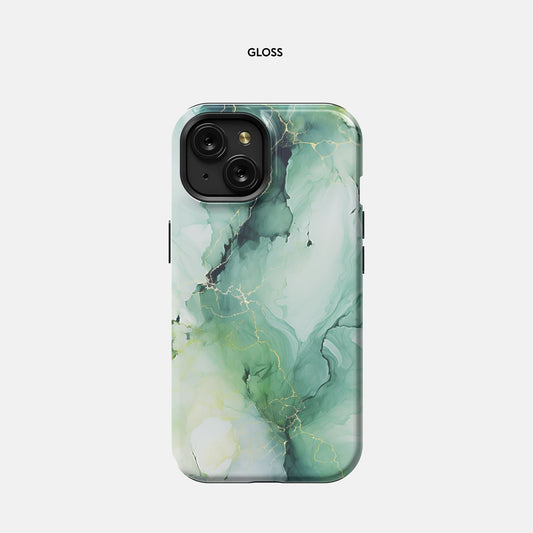iPhone 15 MagSafe Tough Case - Green Marble