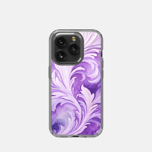 iPhone 15 Pro Clear Case - Swirly Feathers