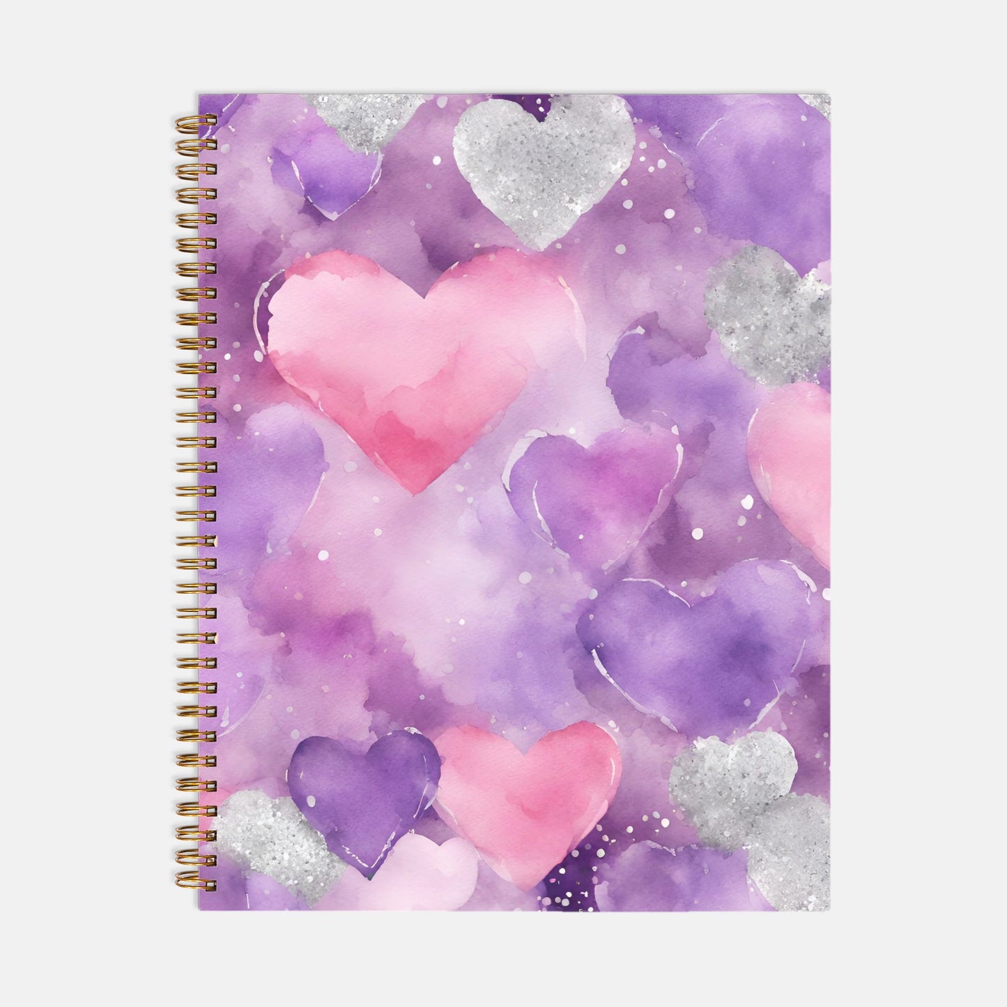 Notebook Softcover Spiral 8.5 x 11 - Floating Hearts