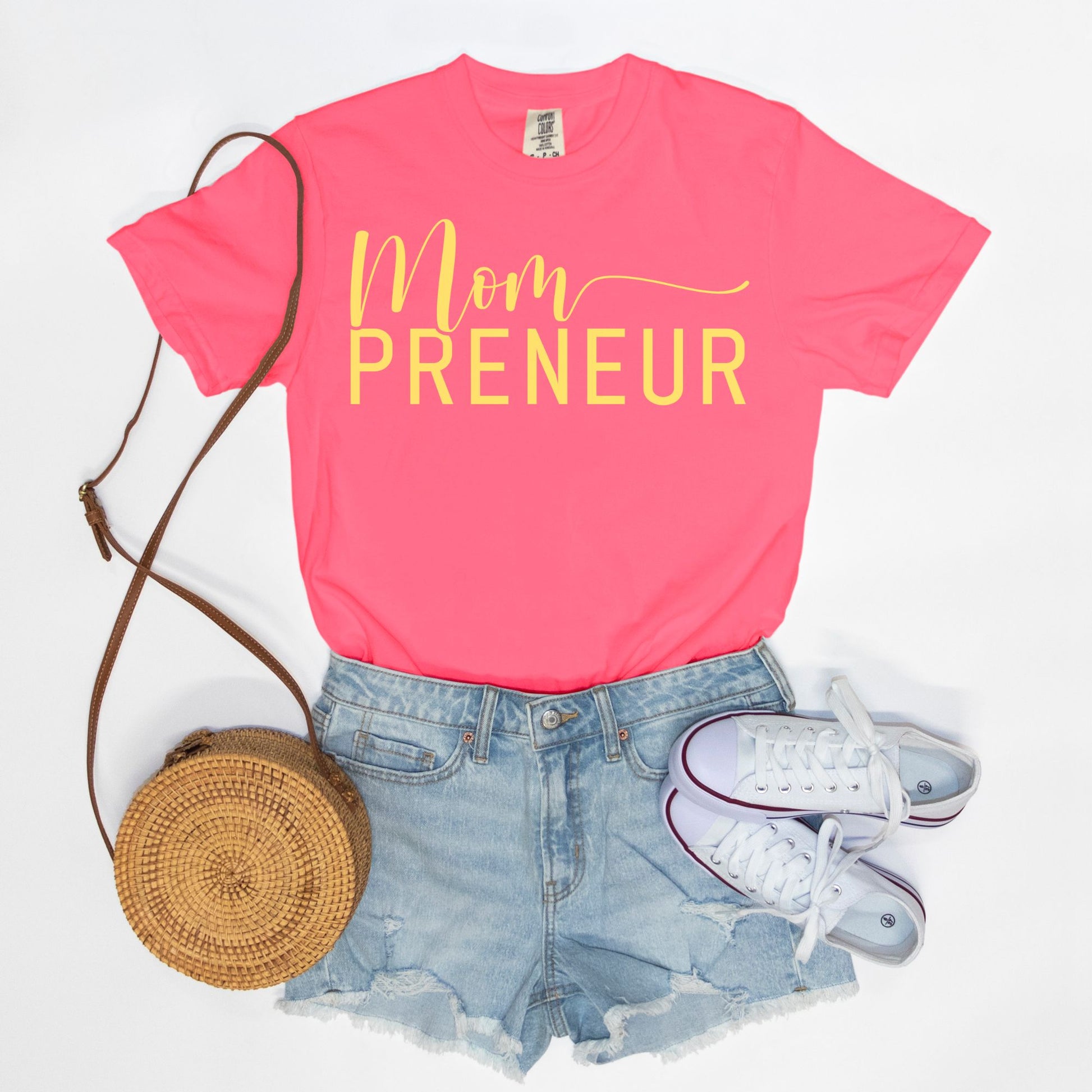 Celebrate your entrepreneurial spirit with the Comfort Color Tee 1717 - Mompreneur from Designs On The Go. This stylish, high-quality tee offers ultimate comfort and durability, perfect for busy moms building their empires. Show off your mompreneur pride in everyday wear!