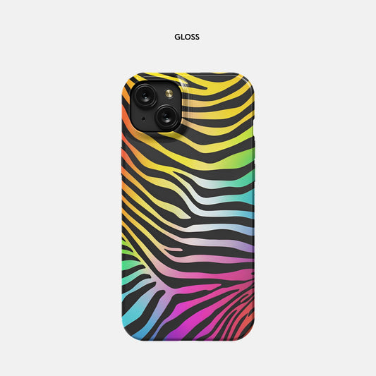 iPhone 15 Plus Slim Case - Rainbow Zebra