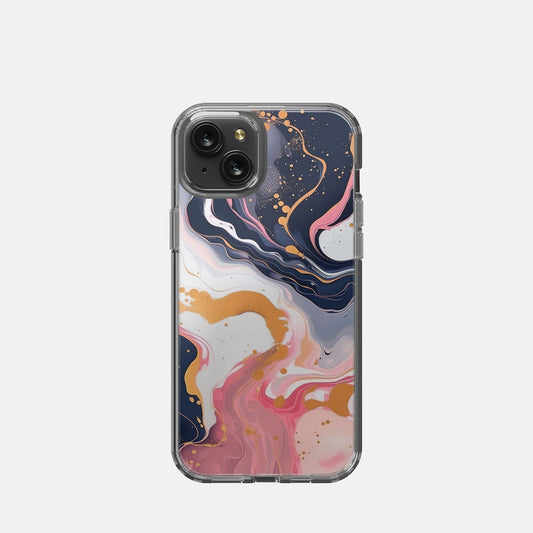 iPhone 15 Plus Clear Case - Coral Paint Swirl
