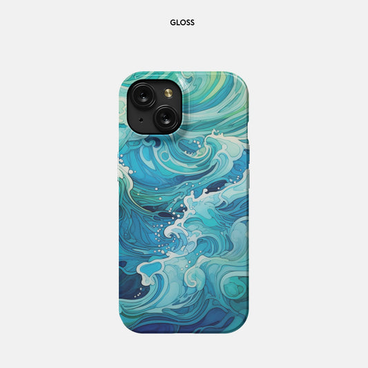 iPhone 15 Slim Case - Aqua Waves