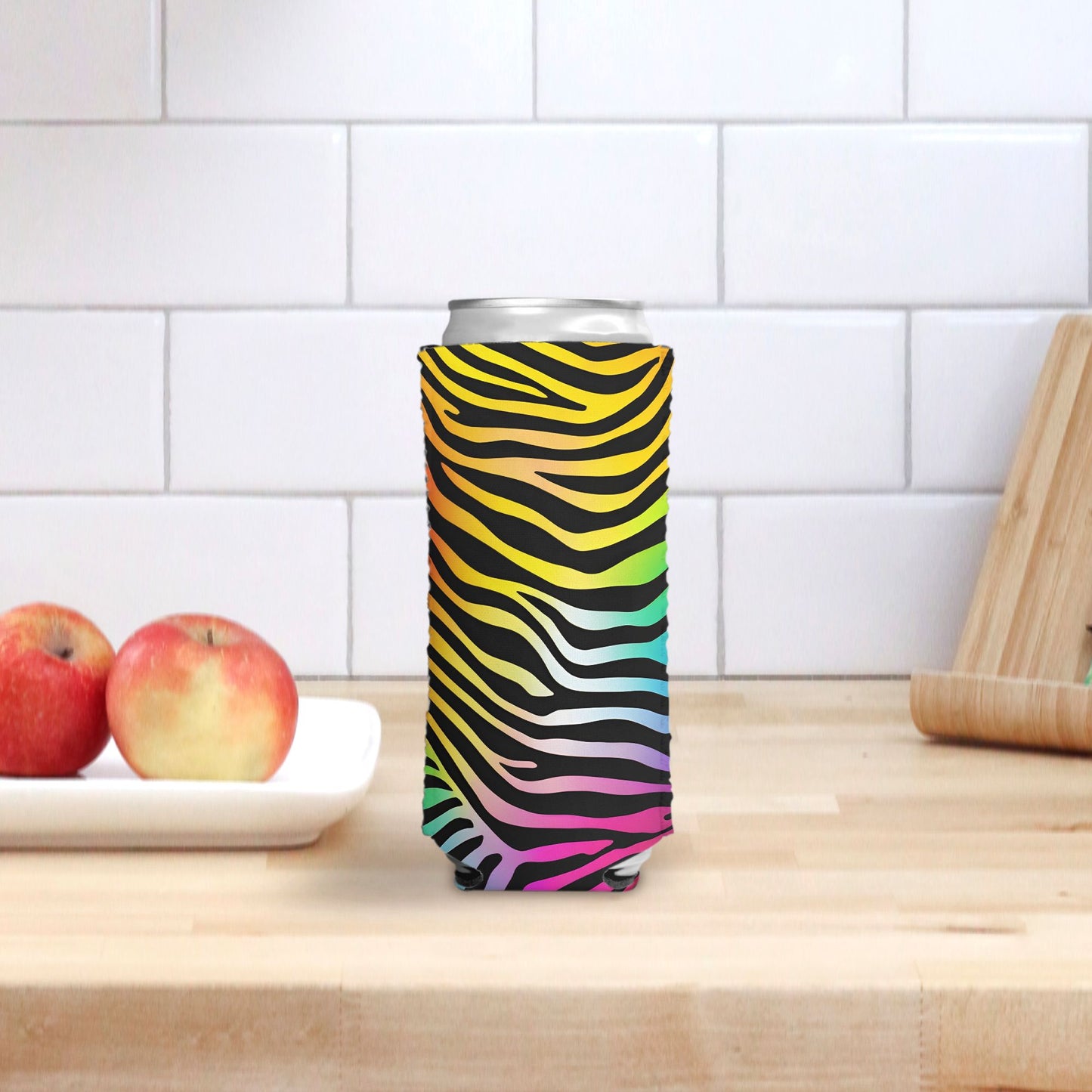 Slim Can Cooler - Rainbow Zebra