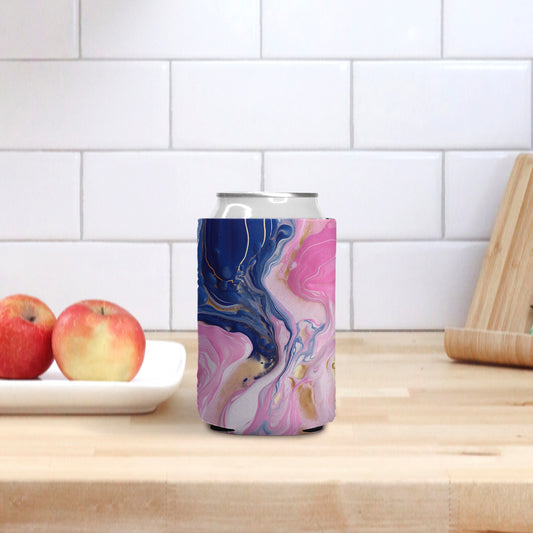 Can Cooler - Pink Paint Swirl