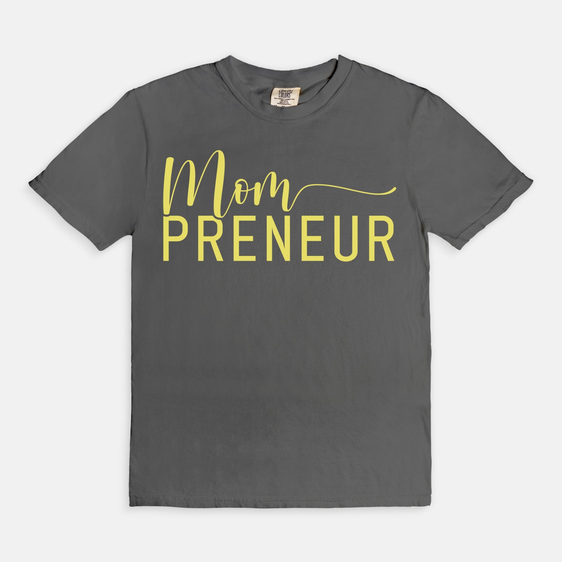 Celebrate your entrepreneurial spirit with the Comfort Color Tee 1717 - Mompreneur from Designs On The Go. This stylish, high-quality tee offers ultimate comfort and durability, perfect for busy moms building their empires. Show off your mompreneur pride in everyday wear!