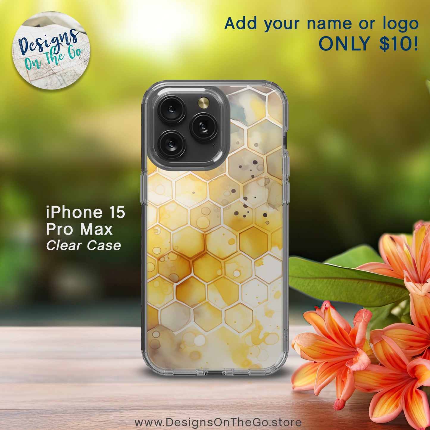 iPhone 15 Pro Max Clear Case - Beehive Splash